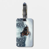 Rottweiler Weihnachtsschnee Winter Kissen Gepäckanhänger (Rückseite vertikal)