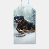 Rottweiler Weihnachtsschnee Winter Kissen Geschenkanhänger (Vorderseite)