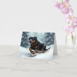 Rottweiler Weihnachtsschnee Winter Kissen Karte