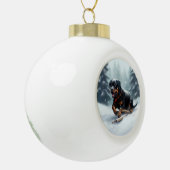 Rottweiler Weihnachtsschnee Winter Kissen Keramik Kugel-Ornament (Links)