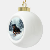 Rottweiler Weihnachtsschnee Winter Kissen Keramik Kugel-Ornament (Rechts)