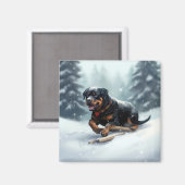 Rottweiler Weihnachtsschnee Winter Kissen Magnet (Vorderseite/Rückseite)