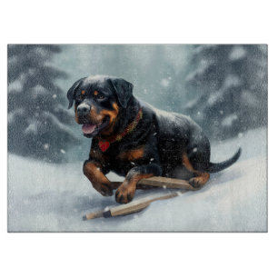 Rottweiler Weihnachtsschnee Winter Kissen Schneidebrett