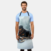 Rottweiler Weihnachtsschnee Winter Kissen Schürze (Getragen)