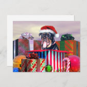 Rottweiler Weihnachtsüberraschung Feiertagspostkarte (Vorne/Hinten)