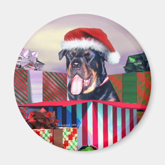 Rottweiler Weihnachtsüberraschung Magnet (Vorne)