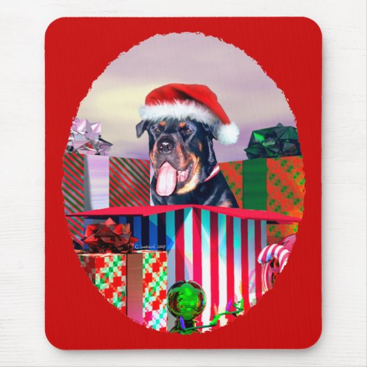 Rottweiler Weihnachtsüberraschung Mousepad (Vorne)