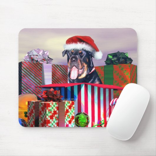 Rottweiler Weihnachtsüberraschung Mousepad (Mit Mouse)