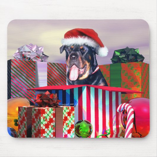 Rottweiler Weihnachtsüberraschung Mousepad (Vorne)