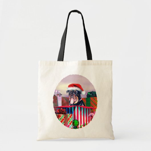 Rottweiler Weihnachtsüberraschung Tragetasche (Vorne)