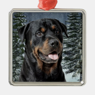 Rottweiler Weihnachtsverzierung Silbernes Ornament
