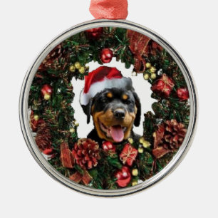 Rottweiler Weihnachtsverzierung Silbernes Ornament