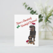 Rottweiler Weihnachtswünsche Feiertagspostkarte (Stehend Vorderseite)