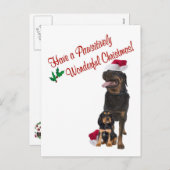 Rottweiler Weihnachtswünsche Feiertagspostkarte (Vorne/Hinten)