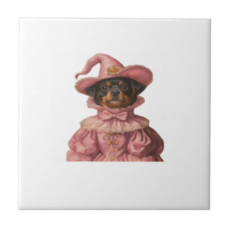 Rottweiler-Welpe als rosa Hexe verkleidet ? Cute H Fliese