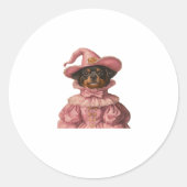 Rottweiler Welpe, gekleidet als rosa Hexe - Niedli Runder Aufkleber (Vorderseite)