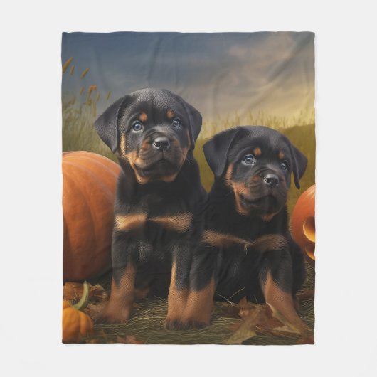 Rottweiler Welpe Herbst Delight Pumpen Fleecedecke (Vorderseite)