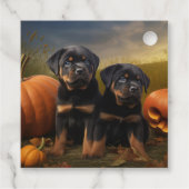 Rottweiler Welpe Herbst Delight Pumpen Geschenkanhänger (Rückseite)