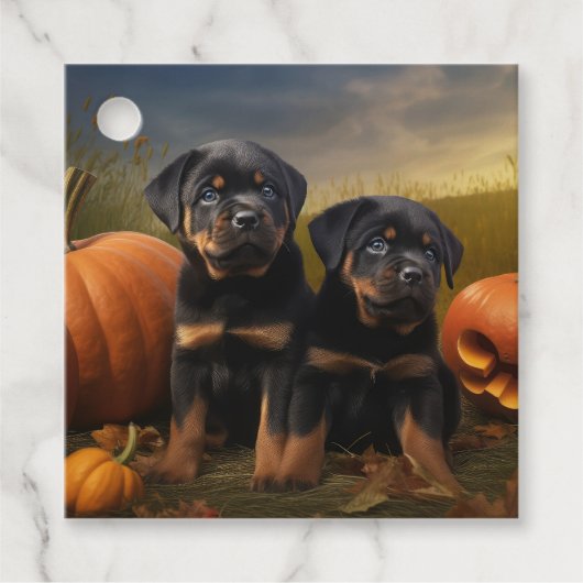 Rottweiler Welpe Herbst Delight Pumpen Geschenkanhänger (Vorderseite)