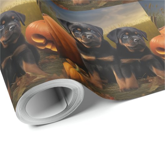 Rottweiler Welpe Herbst Delight Pumpen Geschenkpapier (Rolleneckpunkt)
