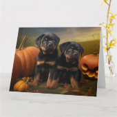 Rottweiler Welpe Herbst Delight Pumpen Karte (Gelbe Blume)