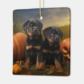 Rottweiler Welpe Herbst Delight Pumpen Keramikornament (Links)