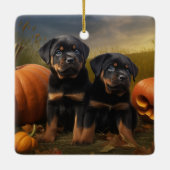 Rottweiler Welpe Herbst Delight Pumpen Keramikornament (Rückseite)
