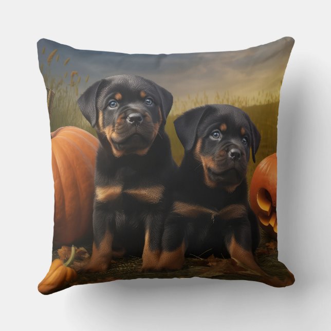 Rottweiler Welpe Herbst Delight Pumpen Kissen (Rückseite)