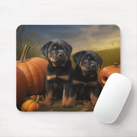 Rottweiler Welpe Herbst Delight Pumpen Mousepad (Mit Mouse)