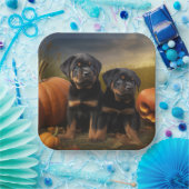 Rottweiler Welpe Herbst Delight Pumpen Pappteller (Party)