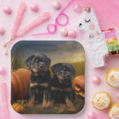 Rottweiler Welpe Herbst Delight Pumpen Pappteller (Party)