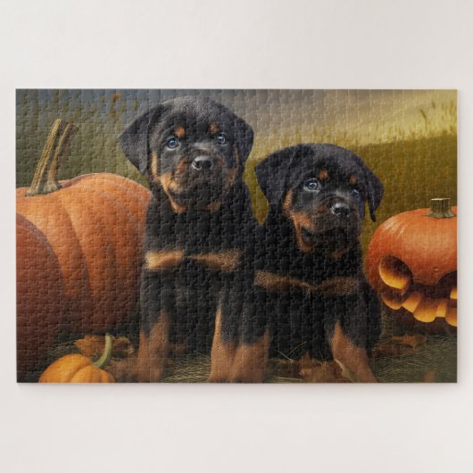Rottweiler Welpe Herbst Delight Pumpen Puzzle (Horizontal)