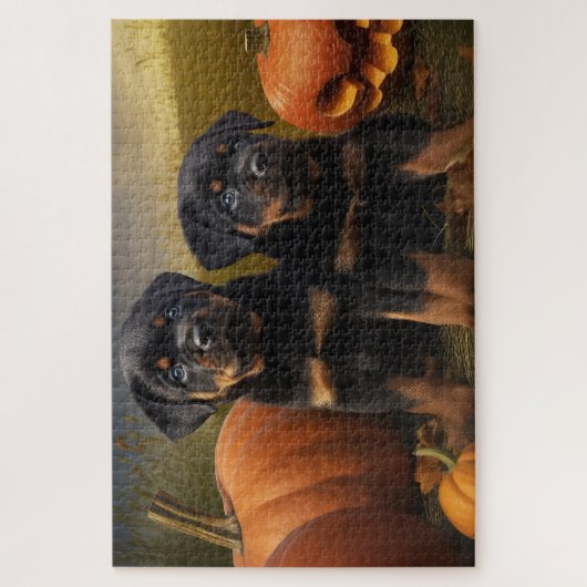 Rottweiler Welpe Herbst Delight Pumpen Puzzle (Vertikal)