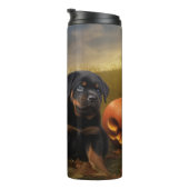Rottweiler Welpe Herbst Delight Pumpen Thermosbecher (Nach rechts gedreht)