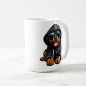 Rottweiler Welpe in Hooded Sweatshirt Kaffeetasse (VorderseiteRechts)