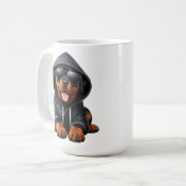 Rottweiler Welpe in Hooded Sweatshirt Kaffeetasse (Vorderseite Links)