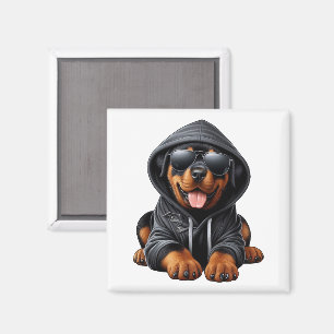 Rottweiler Welpe in Hooded Sweatshirt Magnet