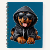 Rottweiler Welpe in Hooded Sweatshirt Notizblock (Vorderseite)