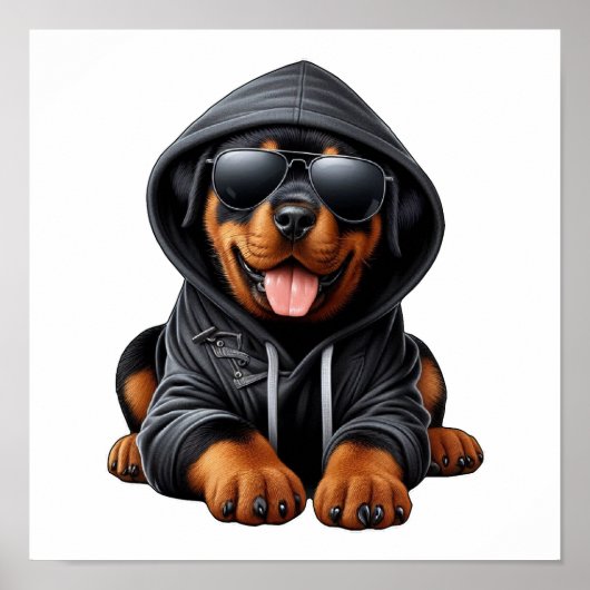 Rottweiler Welpe in Hooded Sweatshirt Poster (Vorne)