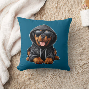 Rottweiler-Welpe in Kapuzenpullover Kissen