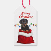 Rottweiler-Welpe in Santa Bag Geschenkanhänger (Vorderseite)