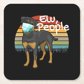 Rottweiler Welpe mit Maske - Leute - Rottweiler Rechteckiger Pappuntersetzer