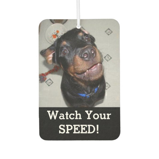 Rottweiler Welpe riecht Doughnut Air Freshener Autolufterfrischer (Vorderseite)