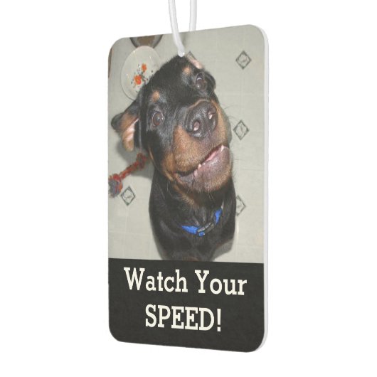 Rottweiler Welpe riecht Doughnut Air Freshener Autolufterfrischer (Links)
