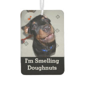 Rottweiler Welpe riecht Doughnut Air Freshener Autolufterfrischer (Rückseite)
