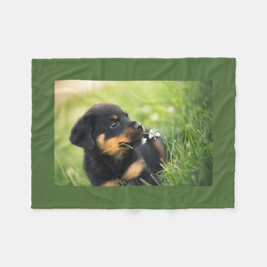 Rottweiler Welpen-Fleece-Decke Fleecedecke (Vorderseite (Horizontal))