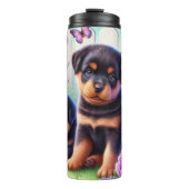 Rottweiler Welpen in Bloom Thermosbecher (Vorderseite)