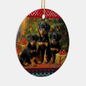 Rottweiler Welpen Weihnachten Keramik Ornament (Rechts)