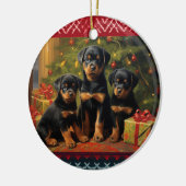 Rottweiler Welpen Weihnachten Keramik Ornament (Links)