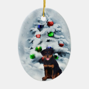 Rottweiler Welpen-Weihnachtsgeschenk-Verzierungen Keramik Ornament